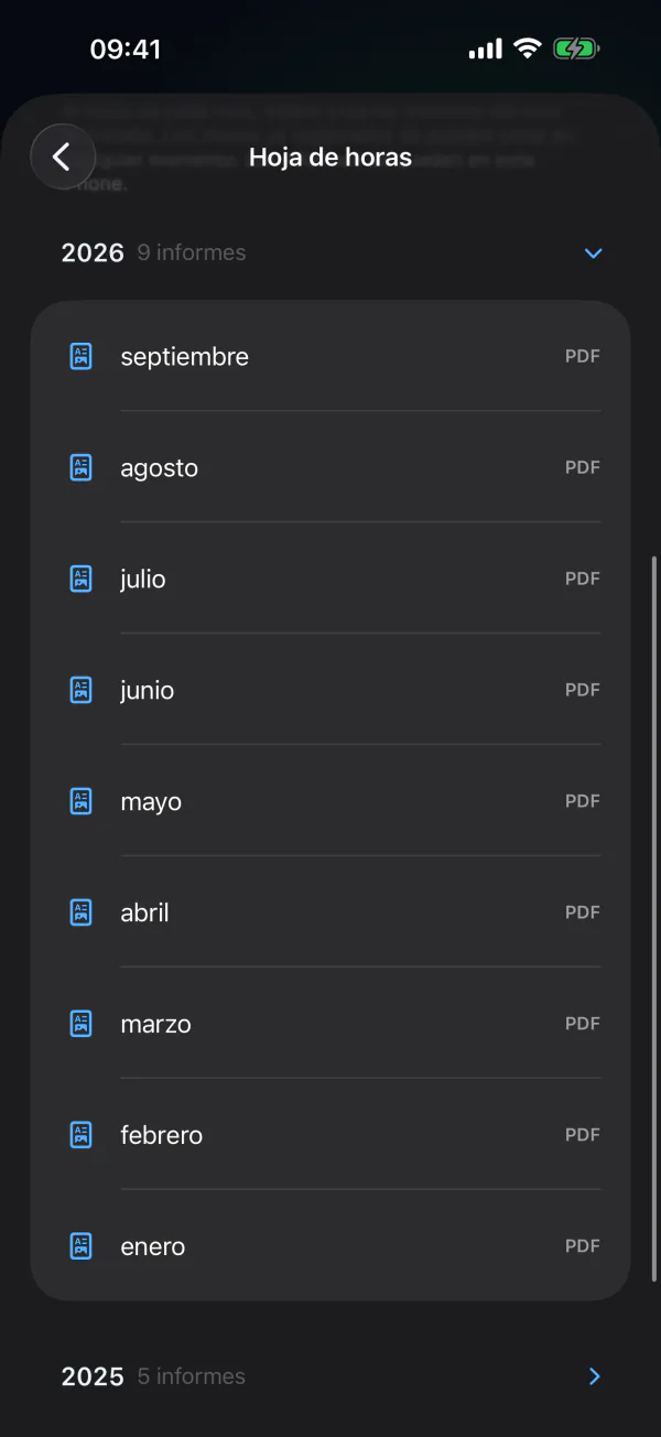 Hojas de horas